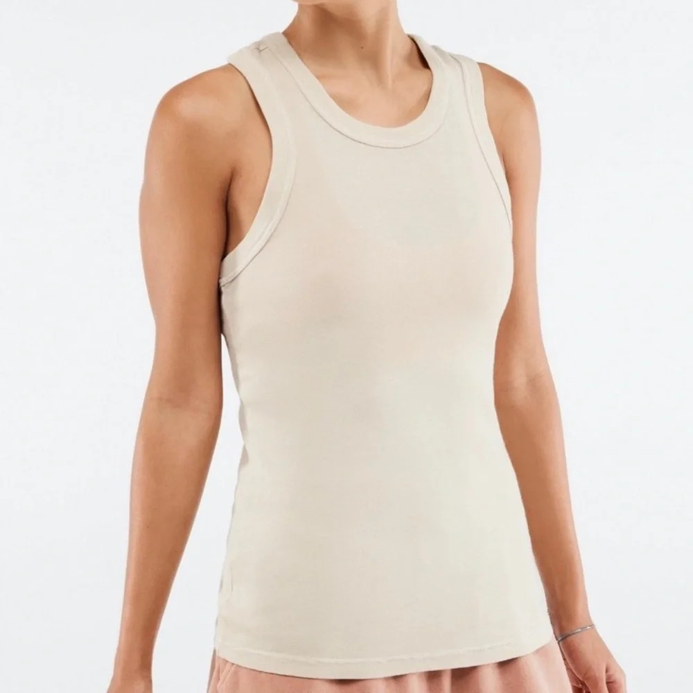 Fabletics Tinsley Tank Top Cream Fitted Racerback Athleisure XXlarge Women’s